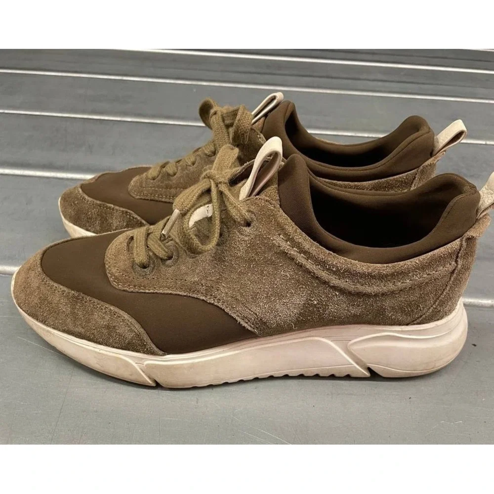 Massimo Dutti Trainers Sneakers Womens‎ EU 39 US 8/8.5 Olive Green Suede, Sock